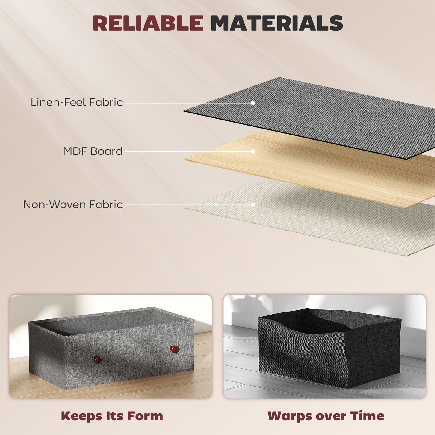 Chest of Drawers, 6 Drawer Dresser for Bedroom, Grey and Rustic Brown