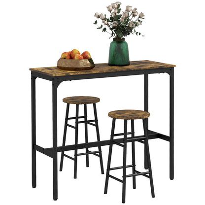 3 Piece Bar Set, Industrial Kitchen and Chair Set Rustic Brown