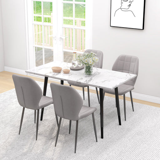 Modern Style Kitchen Chairs Set of 4 with Flannel Upholstered, Light Grey