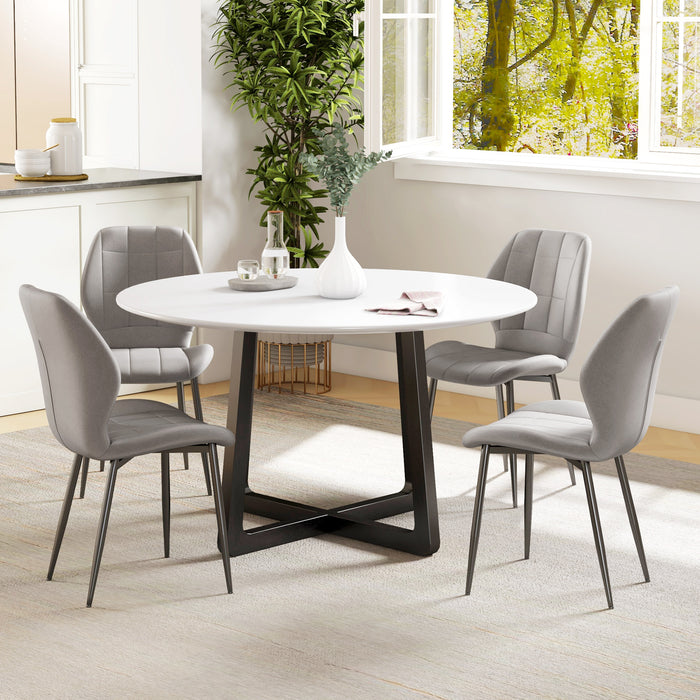 Modern Style Kitchen Chairs Set of 4 with Flannel Upholstered, Light Grey