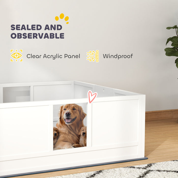 Dog Whelping Box with Whelping Pad, Adjustable Entrance, 124 x 120cm