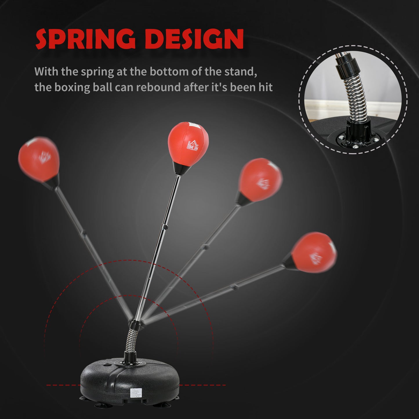 Punching Bag with Stand, Freestanding Boxing Bag Set, with Speedball, 133-151cm Adjustable Height, for Teens, Red/Black