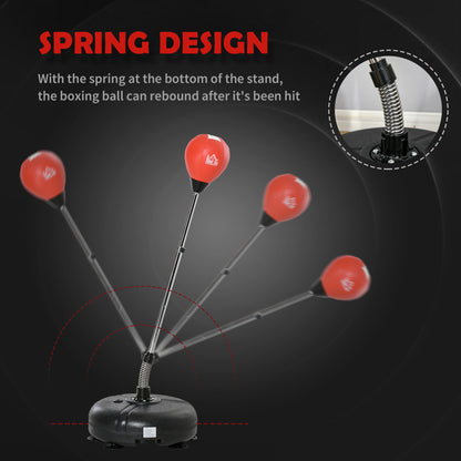 Punching Bag with Stand, Freestanding Boxing Bag Set, with Speedball, 133-151cm Adjustable Height, for Teens, Red/Black
