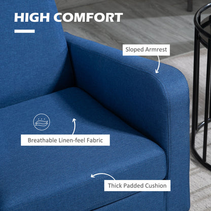 Modern Armchair Accent Chair with Rubber Wood Legs for Bedroom Blue