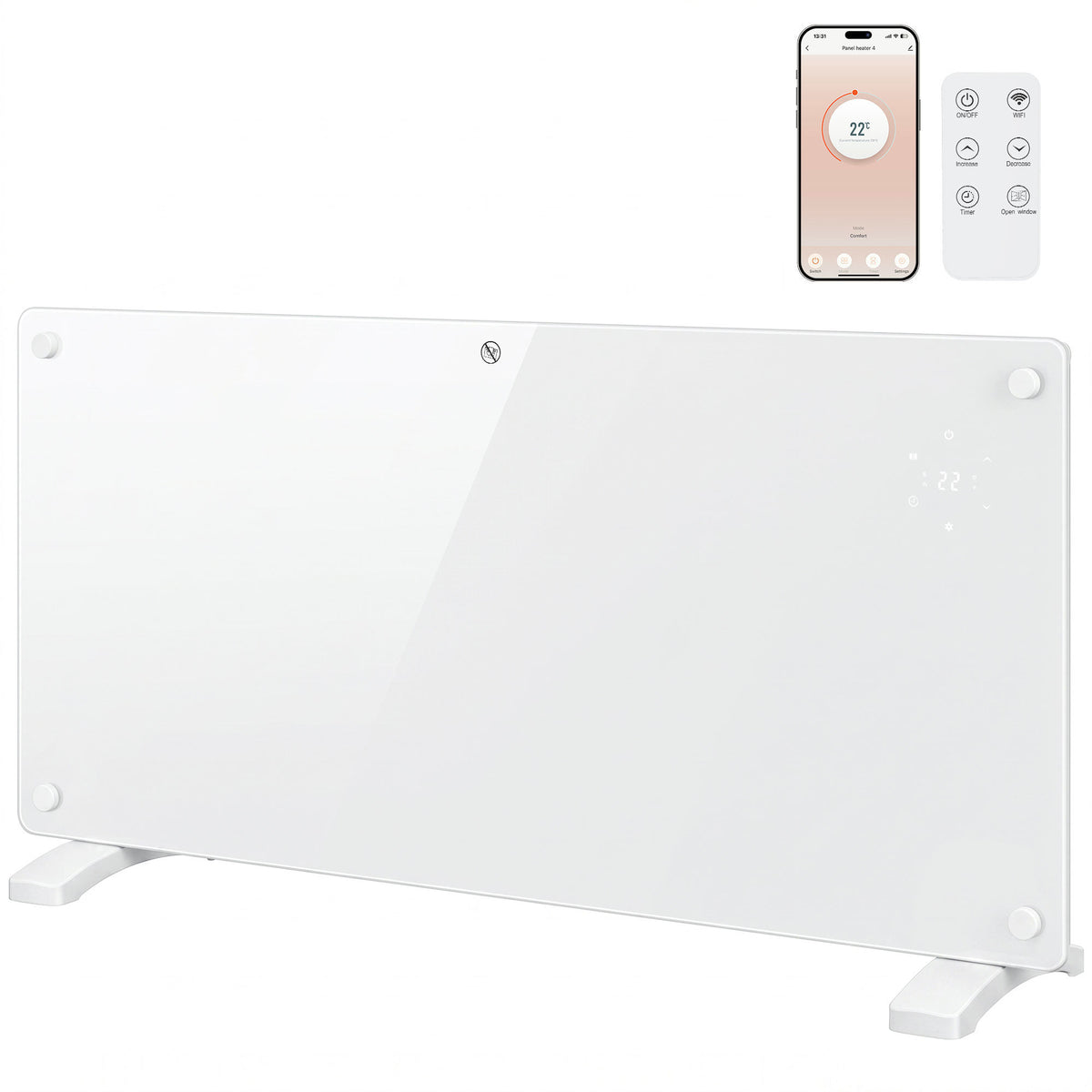2000W Electric Space Heater Radiator Wifi Smart App, White