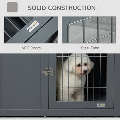 Furniture-Style Dog Crate w/ Two Lockable Doors, for Small & Medium Dogs