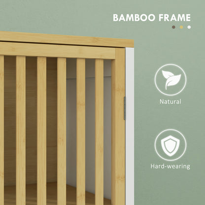 Under Sink Bathroom Cabinet, Bamboo Sink Storage Cabinet Slat Doors