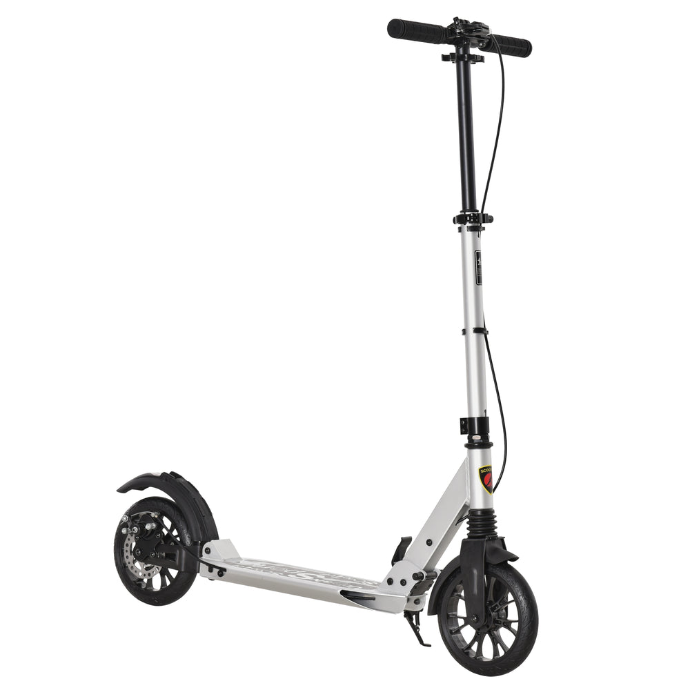 Adult Teens Kick Scooter Fold Adjust 14+ w/ Rear Wheel&Hand Brake Silver