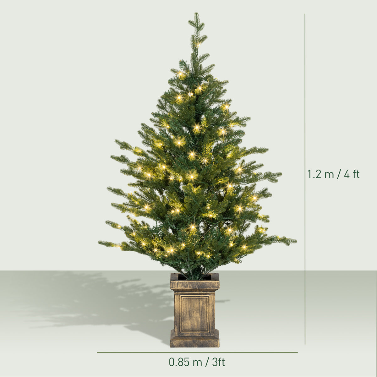 2 Pcs 4ft Artificial Christmas Tree with Lights, Pot, Realistic Tips