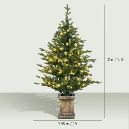 2 Pcs 4ft Artificial Christmas Tree with Lights, Pot, Realistic Tips