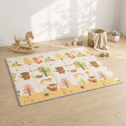 2m x 1.8m Reversible Folding Baby Play Mat with Storage Bag - Tree & Forest