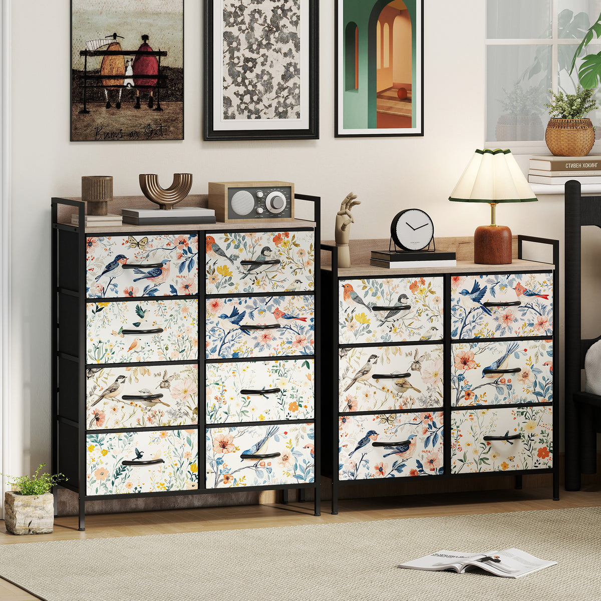 6-Drawer Chest of Drawers, Fabric Dresser, White