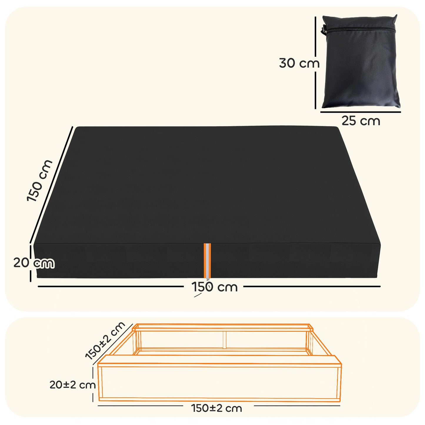 Sandbox Cover, Square Sandpit Cover with Drawstring & Elastic Band