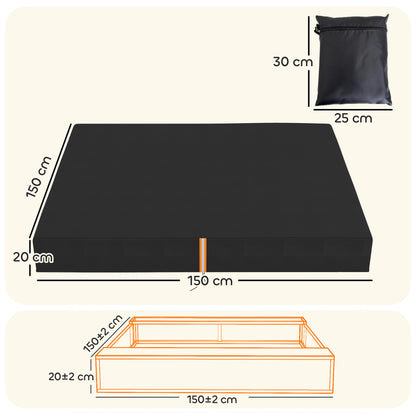 Sandbox Cover, Square Sandpit Cover with Drawstring & Elastic Band