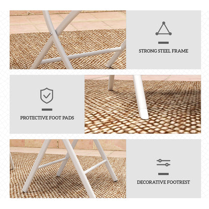 3 Pieces Outdoor Bistro Set, Glass Top Table and Chairs, White