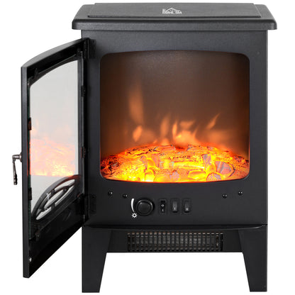 Electric Fireplace Freestanding w/Realistic Flame Effect, Black