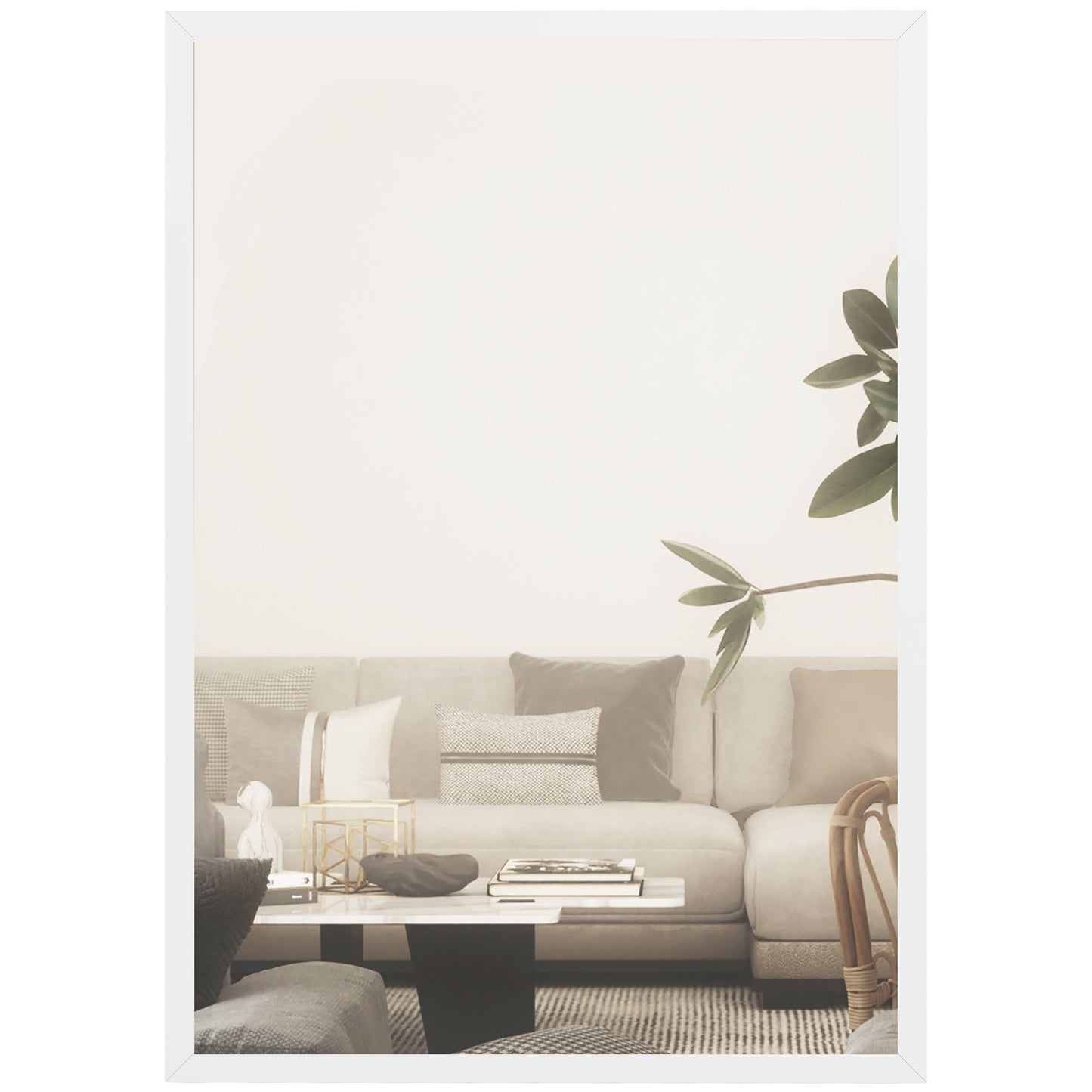 Decorative Rectangular Wall Mirror, 60 x 40 cm Wall-Mounted Bathroom Mirror for Living Room, Bedroom, Hallway, White