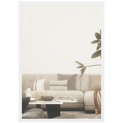 Decorative Rectangular Wall Mirror, 60 x 40 cm Wall-Mounted Bathroom Mirror for Living Room, Bedroom, Hallway, White