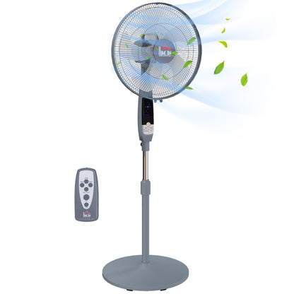 16" Oscillation Cooling Fan with Remote Adjustable Height Grey