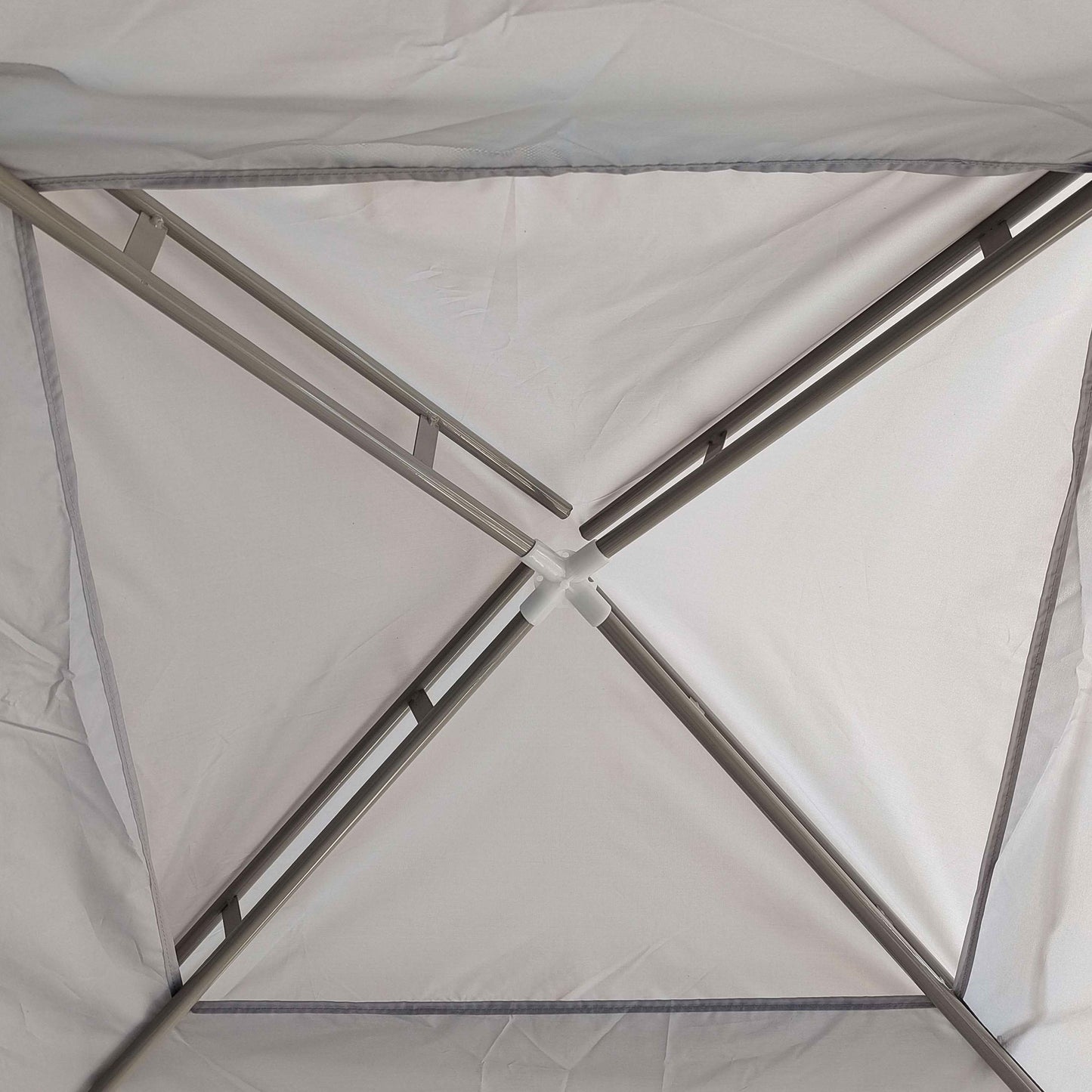 3 x 3 m Gazebo, Netting Party Tent w/ Double Tier Roof, Light Grey