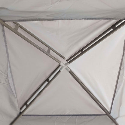 3 x 3 m Gazebo, Netting Party Tent w/ Double Tier Roof, Light Grey