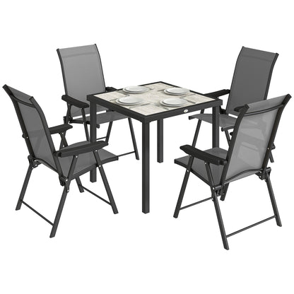 5 Pieces Outdoor Dining Set, Garden Dining Set for 4, Grey