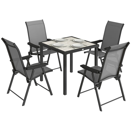 5 Pieces Outdoor Dining Set, Garden Dining Set for 4, Grey