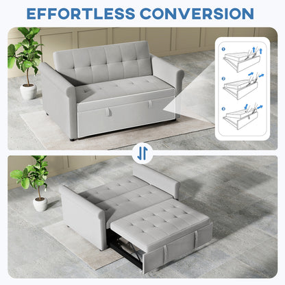 Convertible Pull Out Sleeper Sofa Bed Settee for Living Room, Grey