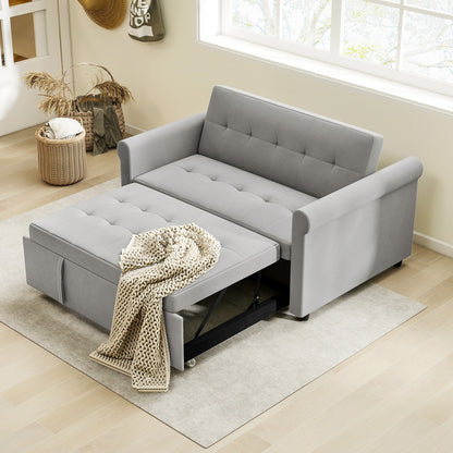 Convertible Pull Out Sleeper Sofa Bed Settee for Living Room, Grey