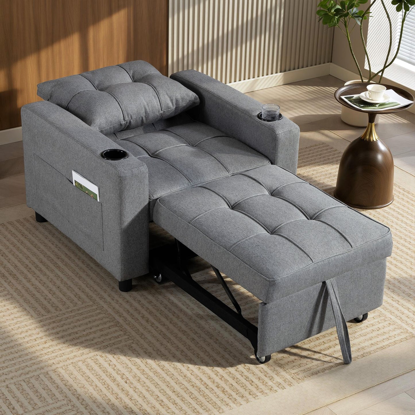 3-in-1 Sofa Bed, Convertible Sleeper Chair with Adjustable Backrest