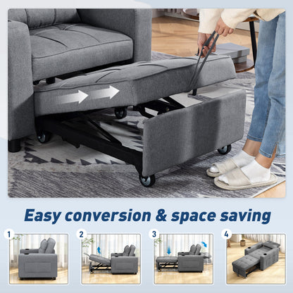 3-in-1 Sofa Bed, Convertible Sleeper Chair with Adjustable Backrest
