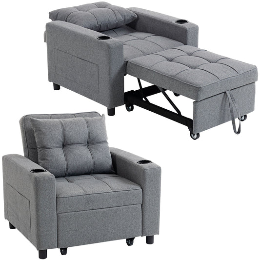 3-in-1 Sofa Bed, Convertible Sleeper Chair with Adjustable Backrest