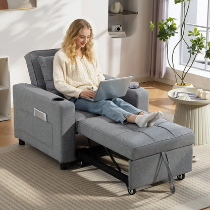 3-in-1 Sofa Bed, Convertible Sleeper Chair with Adjustable Backrest