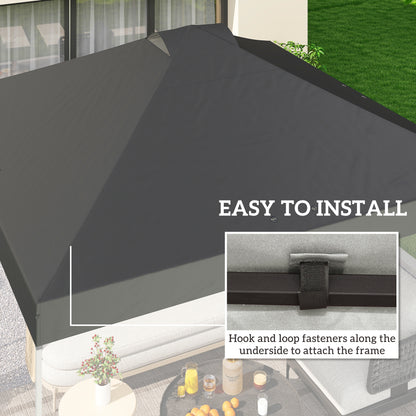 Gazebo Roof Replacement UV50+ Waterproof 3x3(m) Dark Grey