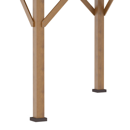 3.5 x 3.5m Wood Frame Hardtop Gazebo w/ Double Vented Roof, Black