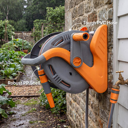 Portable Garden Hose Reel, 20+2 m Wall Mounted Hose Reel