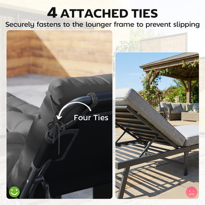 Sun Lounger Cushions Only, Sunbed Replacement Pads with 4 Ties