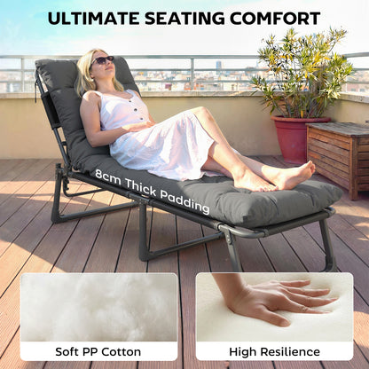 Sun Lounger Cushions Only, Sunbed Replacement Pads with 4 Ties