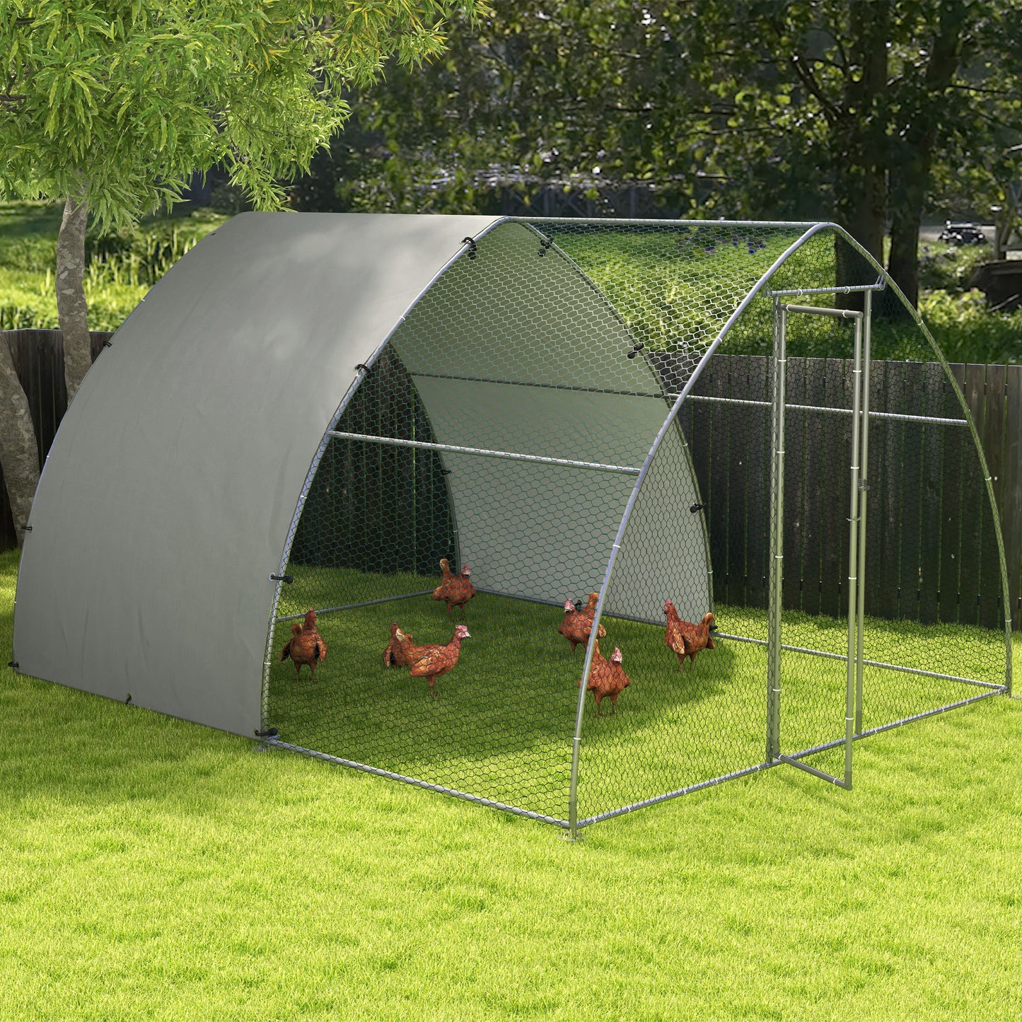 Walk-In Chicken Run w/ Cover, for 8-12 Chickens, 3 x 3.8 x 2.2m