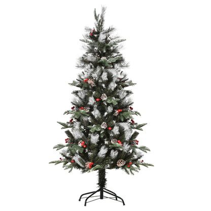 5FT Artificial Snow Dipped Christmas Tree Xmas Holiday Pencil Tree Green