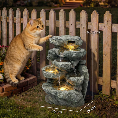 Outdoor Fountain, Resin Freestanding Garden Fountain, Grey
