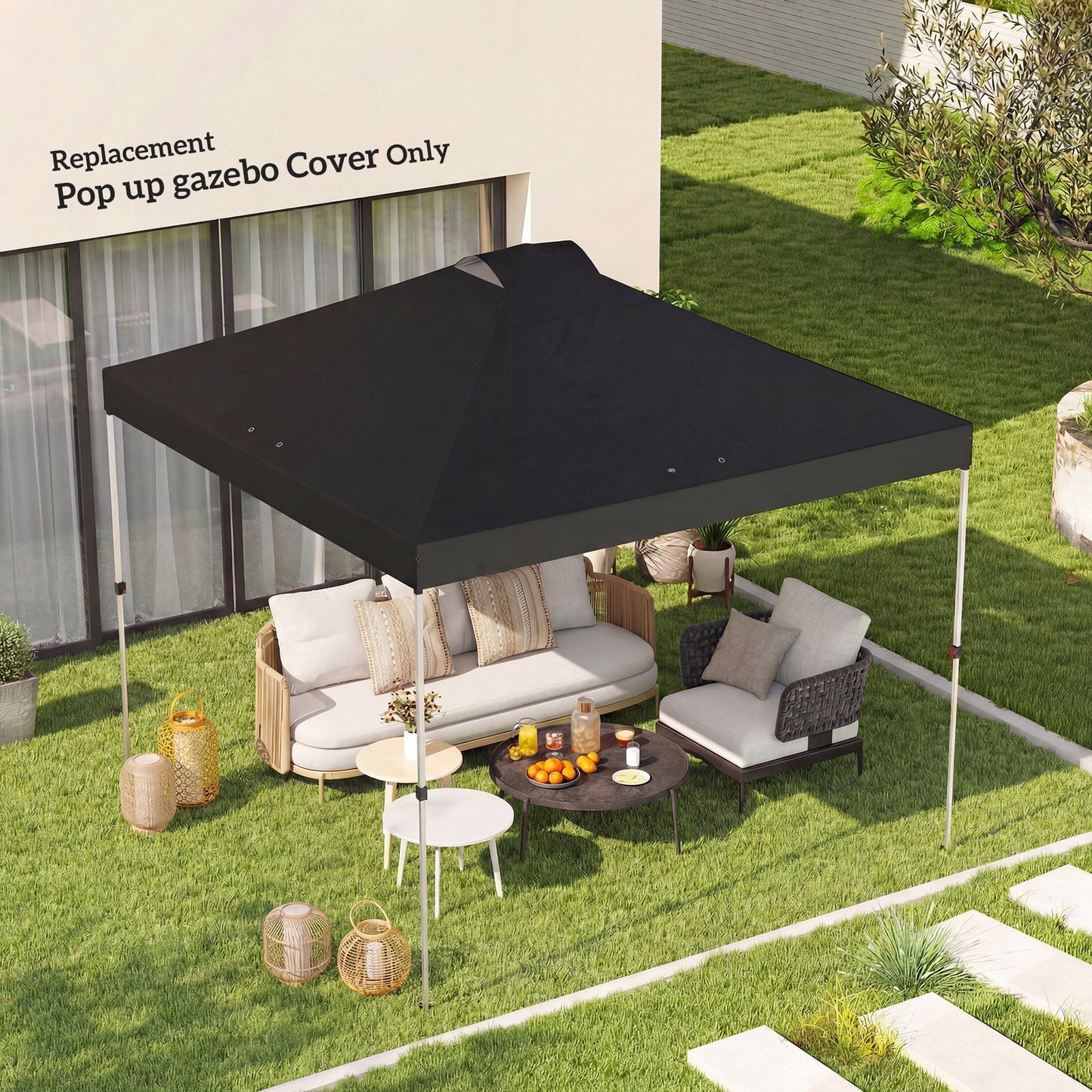gazebo roof replacement UV50+ Waterproof 3x3(m) Black