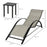 3 Pieces Lounge Chair Set Garden Outdoor Recliner Sunbathing Chair with Table, Grey