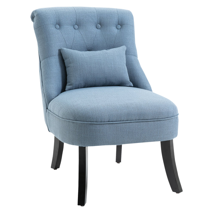 Fabric Single Sofa Dining Chair Tub Chair Upholstered W/ Pillow Solid Wood Leg Home Living Room Furniture Blue