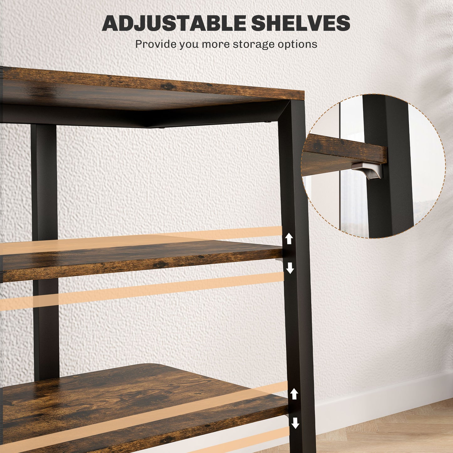 HiFi Rack Stand w/ 4-Tier Record Player Stand, Rustic Brown