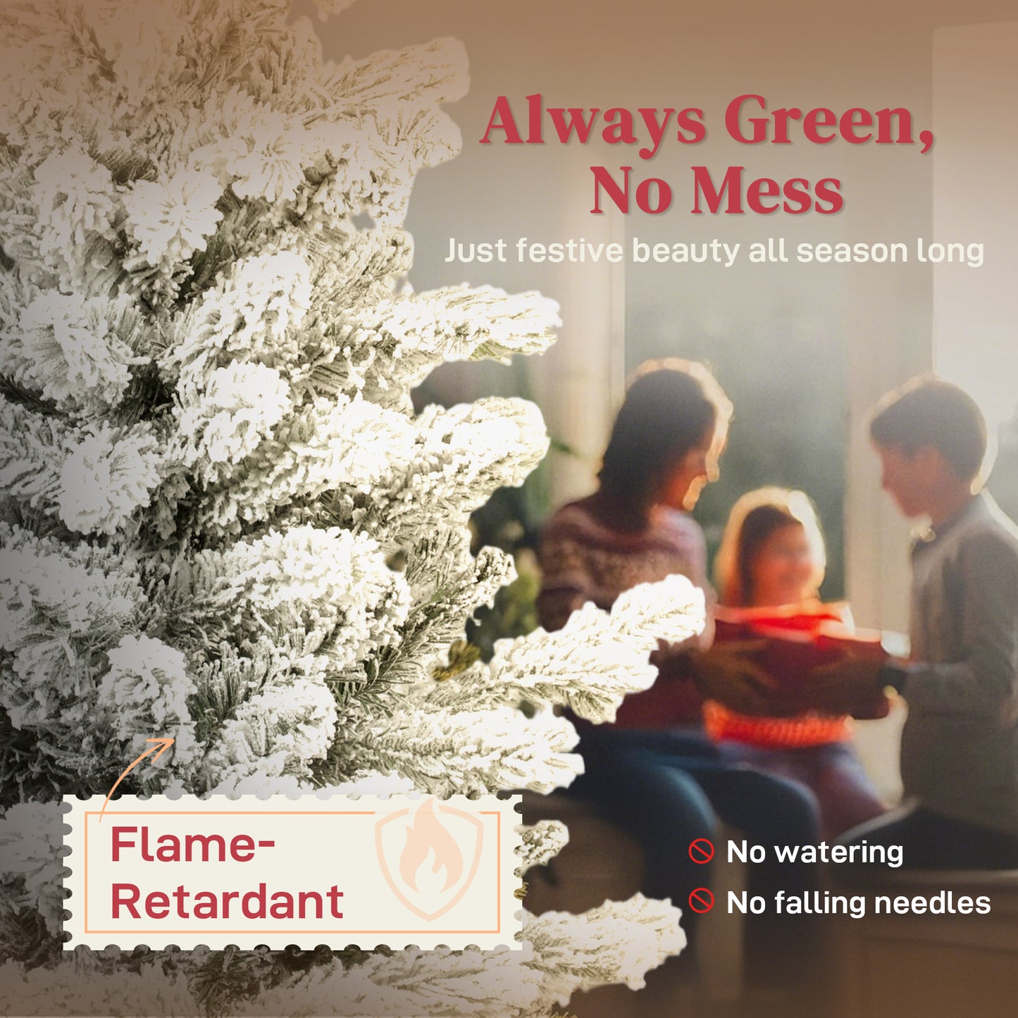 6ft Pencil Christmas Tree with Snow, Realistic Tips, Easy Assembly