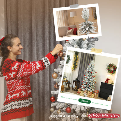 6ft Pencil Christmas Tree with Snow, Realistic Tips, Easy Assembly