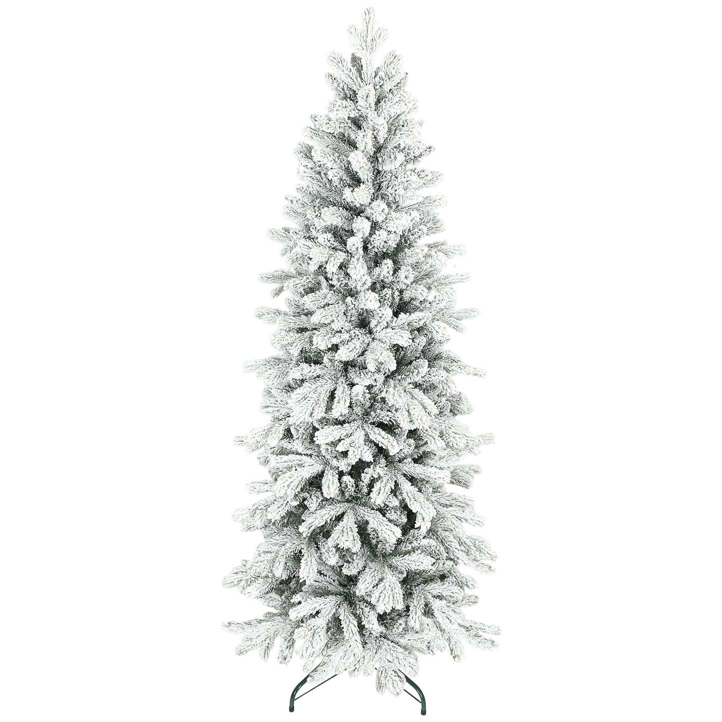 6ft Pencil Christmas Tree with Snow, Realistic Tips, Easy Assembly