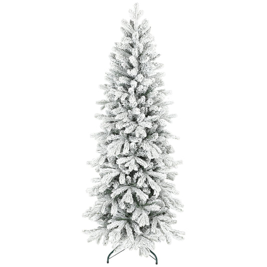 6ft Pencil Christmas Tree with Snow, Realistic Tips, Easy Assembly
