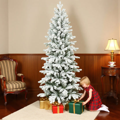 6ft Pencil Christmas Tree with Snow, Realistic Tips, Easy Assembly